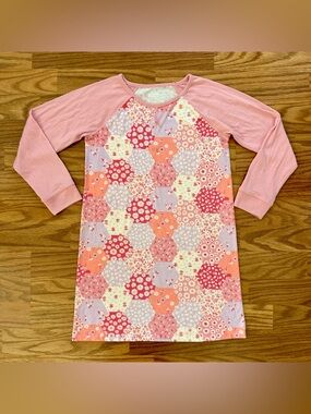 Cat & Jack Girls 7/8 Long Sleeve Nightgown Geometric Floral Pink Paisley EUC!